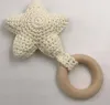 Infant knitting Teethers Wooden Toddler Crochet fivepointed star Soothers baby molar training 9 colors6300639