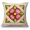 Funda de cojín de flores rojas y verdes funda de almohada de tiro floral hermosa para sofá cama salón chaise silla moderna cojines