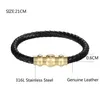 Joyería de moda Pulsera de cuero Hombres Hebilla de acero inoxidable Marca Accesorios de joyería para hombre Pulseras negras hechas a mano Brazaletes Pul3223991