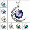 Colliers Pendentifs Pour femmes hommes Galaxie Interstellaire Cabochon Lune Son et Elle Alliage Creux Lune Unisexe Couple Lune Collier