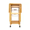 2022 sales Storage Holders & Racks Portable Rolling Drop Leaf Kitchen Trolley Cart Island Sapele Color