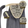 16 pouces extensions de cheveux humains queue de cheval # gris clip en queue de cheval morceau de cheveux enroulé autour des extensions de cheveux queue de cheval gris 120G