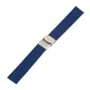 18202224mm zwartblauw waterdichte siliconen band rubberen horlogeband duiker vervangende armband riem veerstaven recht uiteinde3328873231E