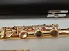 Suzuki Intermediate vergoldete Flöte professionell gravierte florale Mundstück-Designs C-Tastenflöten 17 Löcher offene Löcher