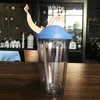 Gobelet en plastique double couche de 16 oz créatif comme matériau tasse paillettes tasses avec pailles couvercle jus café verre