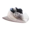 Kajeer Sombrero Fedora de plumas de gasa, sombreros elegantes de princesa con ala de fieltro, gorras con lazo, sombrero para el sol para mujer, Cap9564664