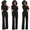 Frauen One Shoulder Jumpsuits Strampler Overall Sexy figurbetonter Tunika-Overall für Party eleganter weites Bein Hose Body Solid Playsuit LJJA2579