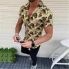 Mannen Shirt Zomer 2020 Fashion Print Casual Gestreepte Shirts Korte Mouwen Losse Hawaiiaanse Vakantie Strand Top Blouse Drop #45282M