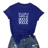 T-shirt à manches courtes pour femmes Hocus Pocus Lettre imprimer T-shirt en coton T-shirt ample, Casual Plus Size Pull Tops S-3XL