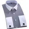 メンズスリムフィットフレンチカフリンクスシャツ非鉄長袖コットン男性タキシードシャツフォーマルメンズドレスシャツとフレンチカフ253f