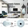 2019 INQMEGA 360 grader LED Light 960P Trådlös panoramautsikt Hem Säkerhet Säkerhet WiFi CCTV Fisheye Lampa IP-kamera Två sätt Ljud