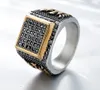 Novo designer de luxo, diamantes geométricos cluster esculpido em águia titânio aço inoxidável moda anéis de hip hop jóias6213586