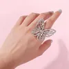 iced out butterfly ring for women luxury designer womens bling diamond animal rings hip hop crystal gold silver colorful charm rings jewelry