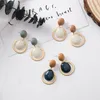 Fashion- Candy Color Smooth Stone Drop Kolczyki Proste Kolczyki Geometryczne Okrągłe Przyciski Przyciski z kamieni bijoux femme 2019