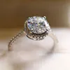 전체 럭셔리 여성 빅 흰색 라운드 약혼 반지 귀여운 925 실버 보석 크리스탈 다이아몬드 반지 빈티지 웨딩 반지를위한 wom223q