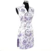 Asian Lady Mini Slim Cheongsam Elegant Vintage Print Retro Qipao Chinese Style Business Formal Dress Sexy Vetidos Size S-XXXL