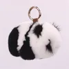 Fourrure Panda porte-clés vison Panda bijoux en peluche fourrure sac pendentif suspendu porte-clés Pom Pom porte-clés cadeaux pour hommes