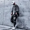 Pantaloni cargo larghi neri da uomo con cinturini Pantaloni da uomo estivi da uomo con cinturini neri bianchi da donna Hip Hop LC752