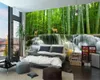 Living 3d Wallpapers Emerald Bamboo Forest Waterfall Sika Deer Beautiful Landscape Silk Mural Wallpaper