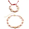 Handgjorda Sommarstrand Skal Armband Conch Svart Velvet Rope Halsband Set Bohemian Halsband och Bangle Smycken Set Kvinna