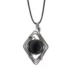 Healing Crystal Ball Ädelsten Halsband Reiki Smycken Naturlig 14mm Bead Round Stone Wire Diamond Pendant