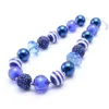Fashion Navy Blue Design Kid Chunky Bead Necklace Fashion Toddlers Girls Bubblegum Bead Chunky Necklace Jewelry Gift For Children