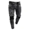 Mens Skinny Stretch Denim Pants Distressed Ripped Freyed Slim Fit Jeans Trousers Harajuku Sweatpant Hip Hop Trousers LS 1217