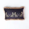 Décor à la maison de luxe gland velours housse de coussin décoratif léopard cojines rectangulaire canapé-lit canapé jeter taie d'oreiller
