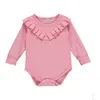 Baby Rompers Kids Ruffled Collar Jumpsuits Spring Autumn Long Sleeve Bodysuits Solid Color Triangle Onesies Boutique Climb Clothes ZYQA539