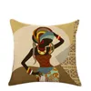 dropship Pillow case 18x18 Inches Home Decor Square Cotton Cartoon african woman linen cushion cover