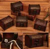 200ピース/ロットスモールビンテージトリチインチェイスボックス木製の宝石棚貯蔵ボックス宝箱ジュエリーケースホームクラフトの装飾ランダムなパターン無料DHL