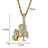 Mode- Microphone diamants pendentif colliers pour hommes musique occidentale collier de luxe véritable plaqué or cuivre zircons chaînes cubaines237D