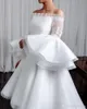 Dubai Arbic Beach Plus Size A Line Wedding Dresses Off Shoulder Lace Applique Puffy Sleeves Wedding Dress Bridal Gowns Vestidos Custom Made