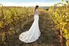 Eddy K 2020 New Summer Garden Abiti da sposa Mermaid con scollo a V Appliques Sweep Train Button Covered Back Abiti da sposa Custom Made BC1752