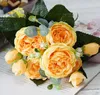 30cm Rose Rosa Silk Peony Konstgjorda Blommor Bouquet 3 Big Head och 4 Bud Billiga Fake Blommor Till Hem Bröllop GB1337
