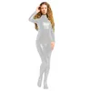 20 Colors Women Shiny Metallic Unitard One Piece Footed Zentai Long Sleeve Catsuit Halloween Cosplay Costume Sexy Dancing Tights