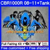 Kropp + Tank för Honda CBR1000 RR CBR 1000 RR 08 09 11 277HM.0 CBR1000RR 08 09 10 11 CBR 1000RR 2008 2009 2010 2011 Fairings Shark Fish Blue