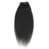 Capelli vergini brasiliani lisci crespi 120g estensioni dei capelli con clip 120g lisci crespi con clip su capelli umani al 100% colore naturale
