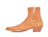 Hot Sale- Man Paris Lukas Boots Suede Pointed Toe Zipper Fashion Show Quality Boots Shoes