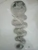 新しいスタイルのScrunchie Fullerの髪の延長塩ペッパーグレー100％本物の灰色の髪Ponytailエクステンション波状の描いた延びるポニーテールグレーの髪の部分