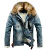 Män denimjacka och kappor denim tjock varm vinter outwear mens jacka retro män hål hål patch 2019 nya jackor tidvatten