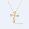 Nowa unikalna biżuteria prawdziwa 925 Sterling Silver Cross wisiorek Pełny biały szafir cz diament popularny impreza Women Wedding Clavicle5109389