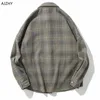 Casual Men Shirt Long Sleeve Autumn Winter Thick Plaid flannel Shirts Mens of Women Vintage Japanese Streetwear Pocket Camisas276U