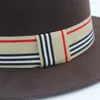 Mode-Women Men Ull Flat Homburg Fedora Hat Lady Gentleman Winterjazz Boater Panama Top Caps Bra paketstorlek 56-58cm