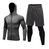 Outono conjunto de compressão dos homens inverno térmica ginásio fitness esportes terno correndo conjunto treino treino falso calça apertada esporte coat288u