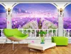 Werbeaktion: Blumentapete für Wände. Ein Stück lila Lavendelblüten-Meer-3D-Blumentapete, schöne und praktische Tapete