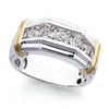 10pcs Two-tone Zircon Men's Ring Engagement Wedding Christmas Party Birthday For Men Fashion Jewelry Gift Size US 7- 13