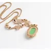 Oriental Bohème Style D'été CZ Coloré Glaçure Papillon Libellule Fleur Imitation Jade Gem Pendentif Collier Long Pull Collier