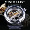 ForSining Minimalist Design Double Side Transparent Men Business Crown Head Skeleton Mens Watch Top Brand Luxury Automatic Watch281b