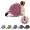 7 colors Washed ponytail Baseball Cap Women Messy Bun Baseball Hat Snapback Caps Sun Caps Net Surface Breathable Casual Hats